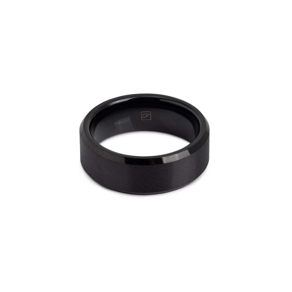 The Brushed Black Tungsten 8B (8mm Bevelled Ring)