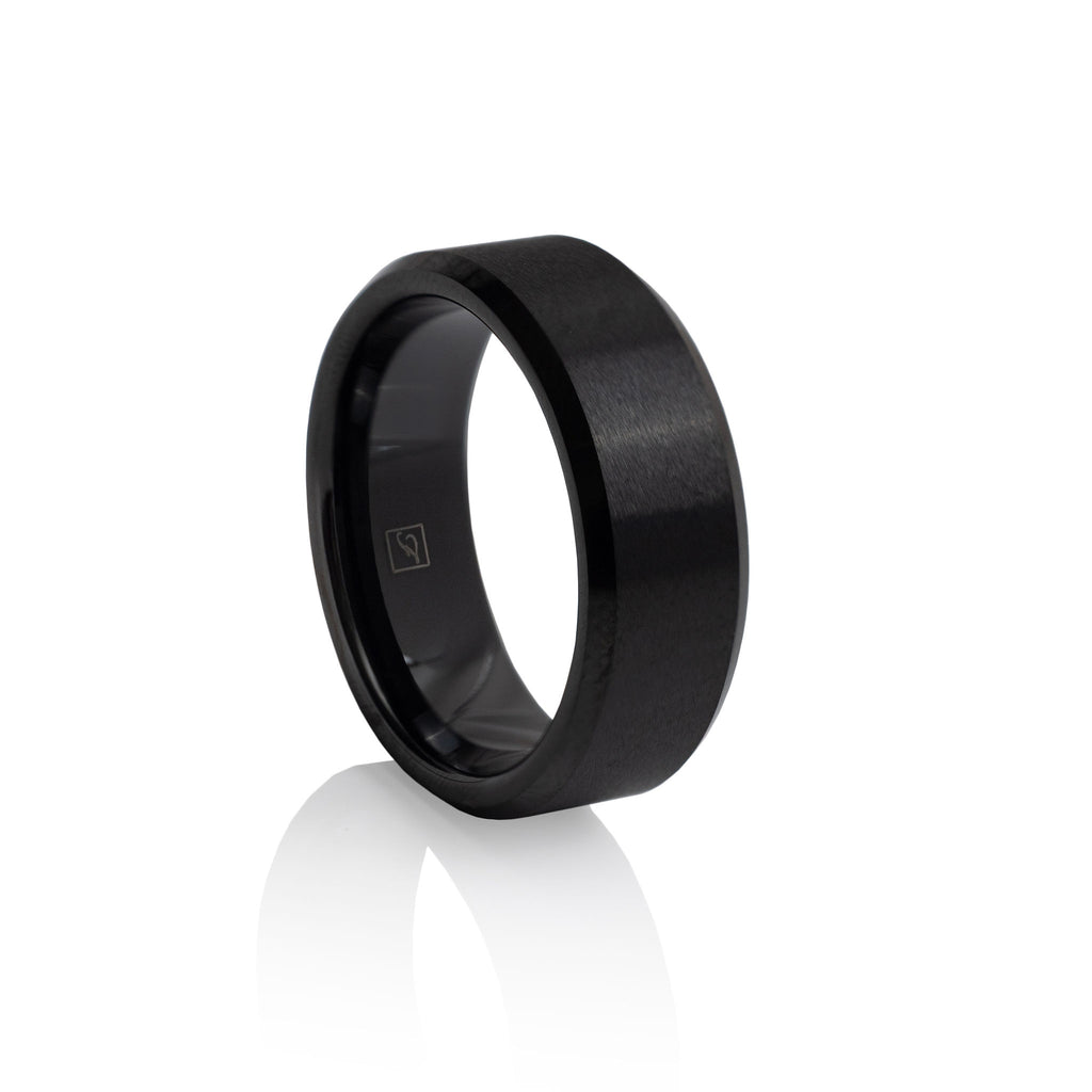 The Brushed Black Tungsten 8B (8mm Bevelled Ring), alternate view