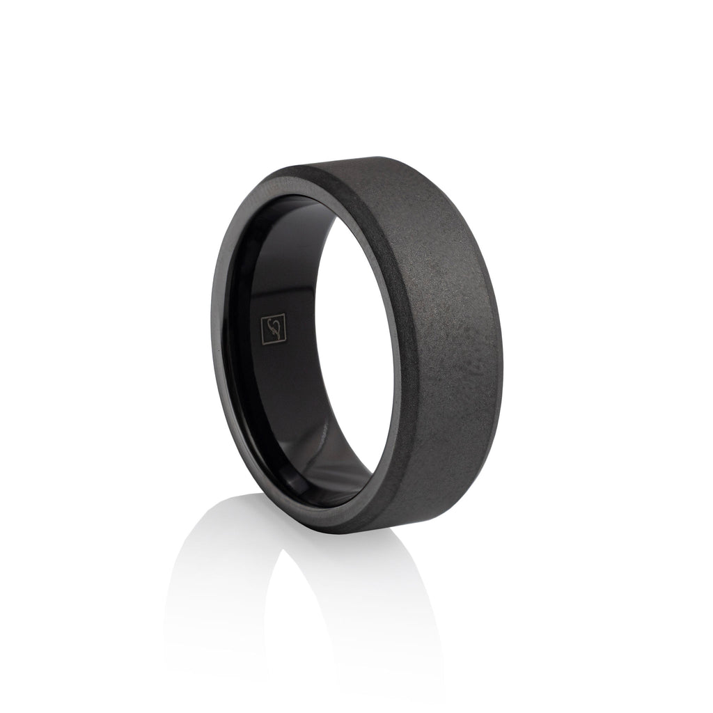 The Sandblasted Tungsten 8B (8mm Bevelled Ring), alternate view